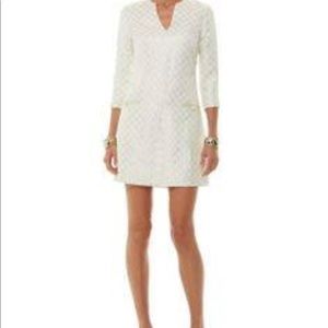NWT Lilly Pulitzer dress white and gold checkered